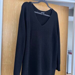 Athleta V-Neck Sweater Merino Wool Blend Black Size M